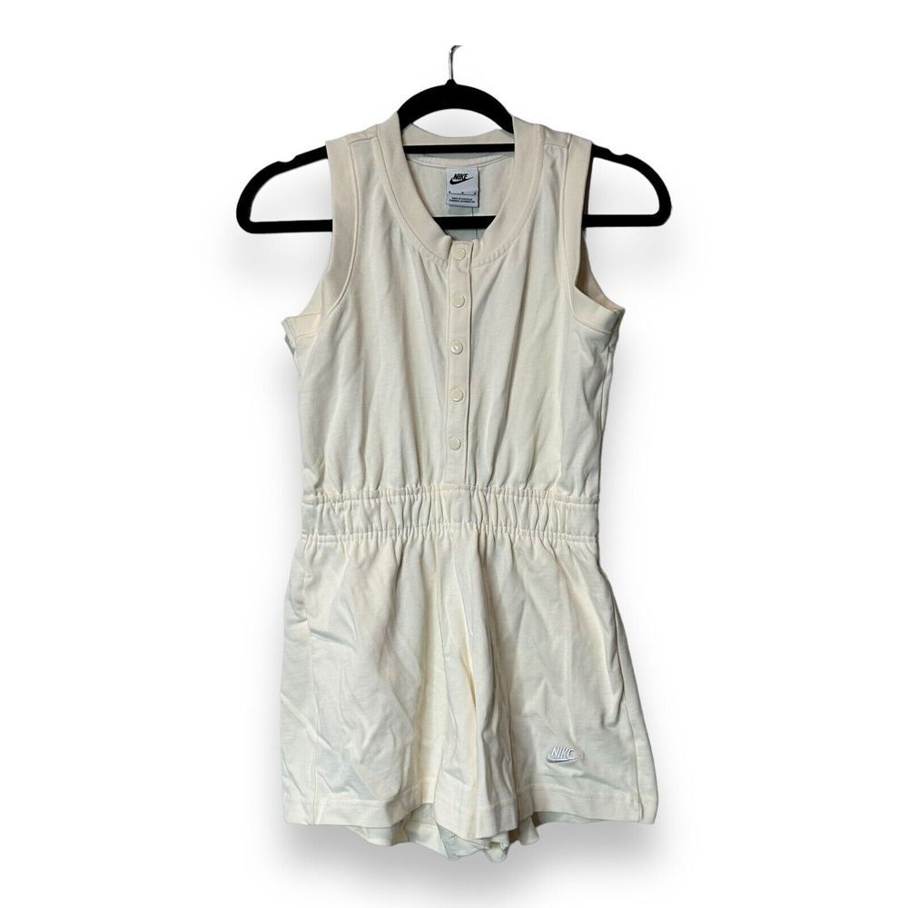 Girls NIKE White‎ romper with pockets Sz M FJ2636-113 $45